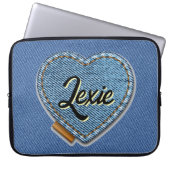 Personalisiertes blaues Jeans-Herz Laptopschutzhülle (Vorderseite)
