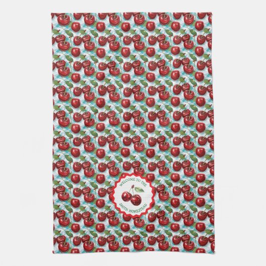 Personalisiertes blaues kariertes Muster Geschirrtuch (Vertikal)