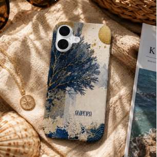 Personalisiertes blaues Korallenmotiv  iPhone 16 Hülle