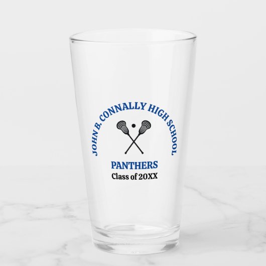 Personalisiertes blaues Lacrosse-Team der High Sch Glas (Vorderseite)