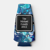 Personalisiertes Blaues Meer Blubles Abstrakte Kun Flaschenkühler (Vorderseite)