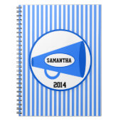 Personalisiertes blaues Megaphon und blaue Notizblock (Vorderseite)