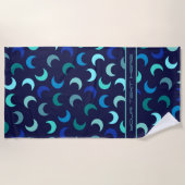 Personalisiertes blaues Neonmoon-Muster Strandtuch (Vorderseite)