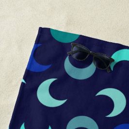 Personalisiertes blaues Neonmoon-Muster Strandtuch