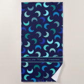Personalisiertes blaues Neonmoon-Muster Strandtuch (Vorderseite)