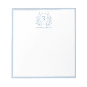 Personalisiertes blaues Notizbuch mit floralem Wap Notizblock
