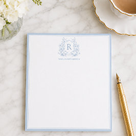 Personalisiertes blaues Notizbuch mit floralem Wap Notizblock