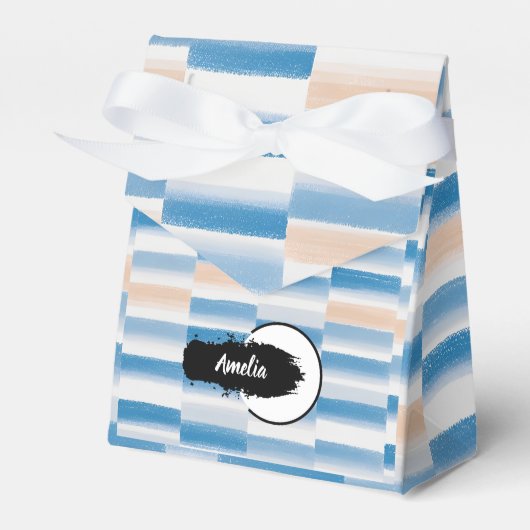 Personalisiertes blaues Pfirsichfarben Geschenkschachtel (Vorderseite)