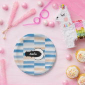 Personalisiertes blaues Pfirsichwasser Runde Pappteller (Party)