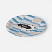 Personalisiertes blaues Pfirsichwasser Runde Pappteller (Schrägansicht)