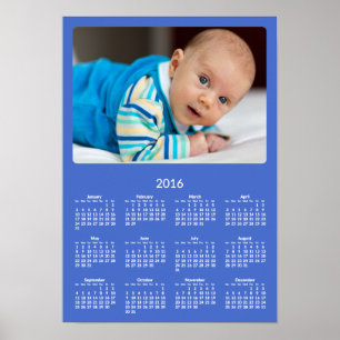 Personalisiertes blaues Poster-Jahreskalender 2016 Poster