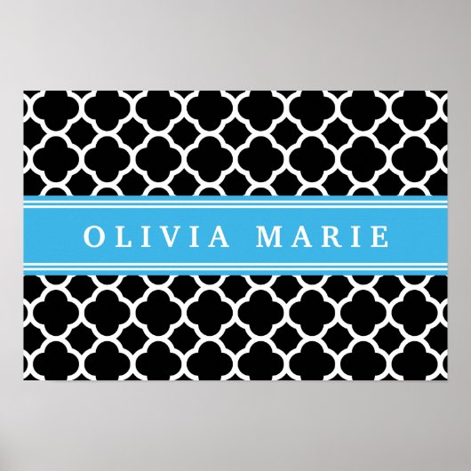 Personalisiertes blaues Quatrefolienmuster Poster (Vorne)