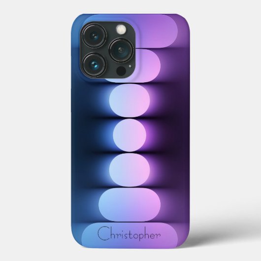 Personalisiertes blaues Radial Texture iPhone 15 Case-Mate iPhone Hülle (Rückseite)