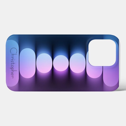 Personalisiertes blaues Radial Texture iPhone 15 Case-Mate iPhone Hülle (Rückseite (Horizontal))