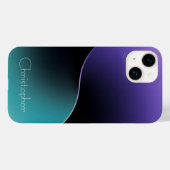 Personalisiertes blaues Radial Texture iPhone 15 Case-Mate iPhone Hülle (Rückseite (Horizontal))