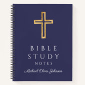 Personalisiertes blaues religiöses Kreuz der Marin Notizblock (Vorderseite)