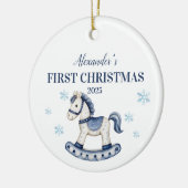 Personalisiertes Blaues Rockpferd Keramik Ornament (Links)