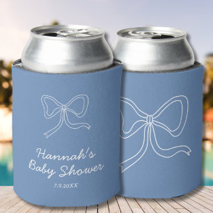 Personalisiertes blaues Schleifenband Baby Shower  Dosenkühler