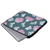 Personalisiertes blaues Schmetterling und rosa Ros Laptopschutzhülle (Vorne Knopf)