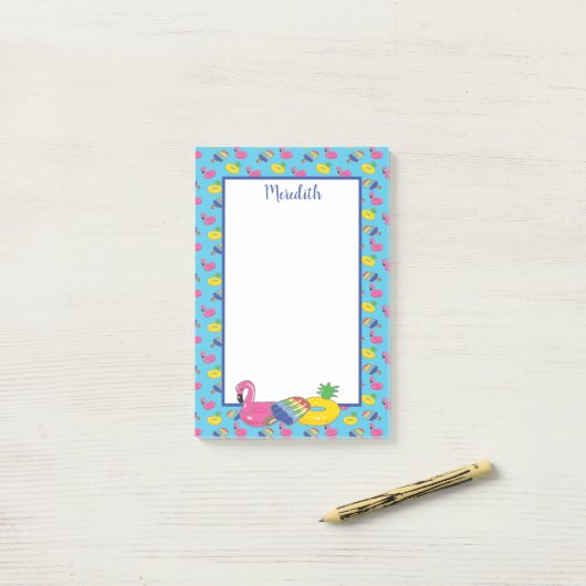 Personalisiertes blaues Schwimmbad Schwimmbad Gemu Post-it Klebezettel (Auf Schreibtisch)