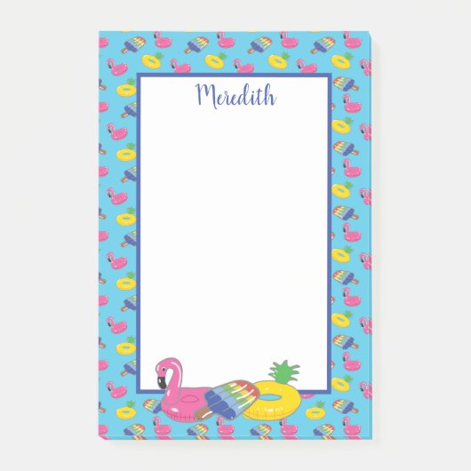 Personalisiertes blaues Schwimmbad Schwimmbad Gemu Post-it Klebezettel (Vorderseite)