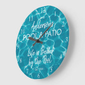 Personalisiertes blaues Schwimmbad Wasser Herzlich Große Wanduhr (Winkel)