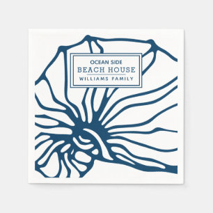 Personalisiertes blaues Seashell-Muster - Serviette