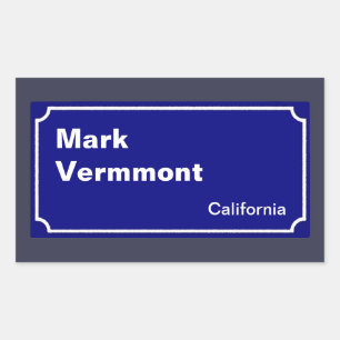 personalisiertes blaues Straßenschild Rechteckiger Aufkleber