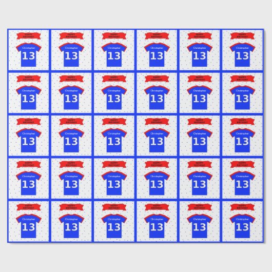 Personalisiertes blaues Tee zum 13. Geschenkpapier (Flach)