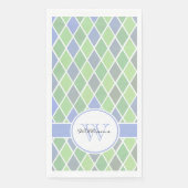 Personalisiertes blaues und grünes Diamantmuster Serviette (Vorderseite)