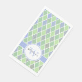 Personalisiertes blaues und grünes Diamantmuster Serviette (Ecke)