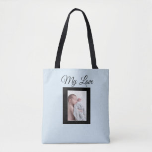 Personalisiertes blaues und schwarzes Foto Tote Ba Tasche