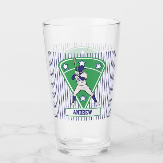 Personalisiertes blaues und weißes Baseball Glas (Rückseite)