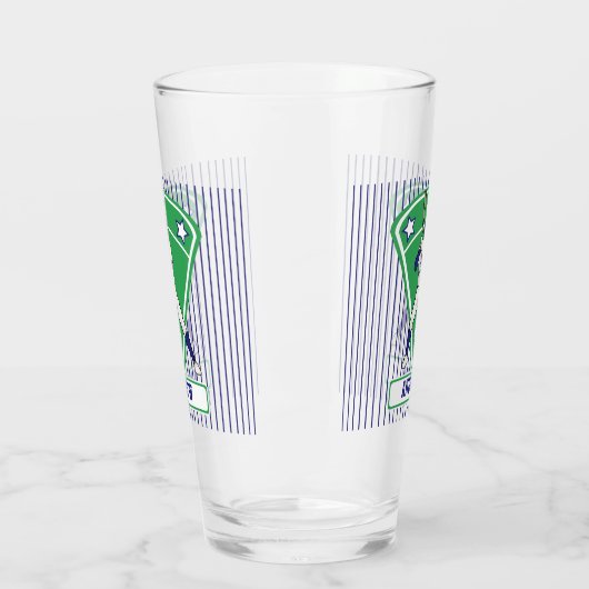 Personalisiertes blaues und weißes Baseball Glas (Links)