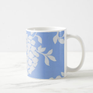 Personalisiertes blaues und weißes Blumenmuster Kaffeetasse
