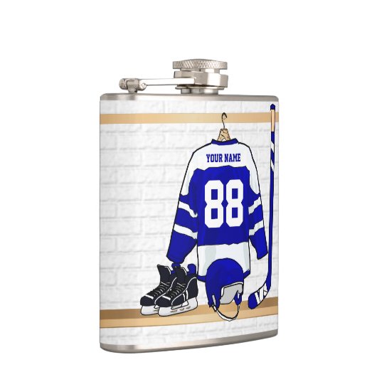 Personalisiertes blaues und weißes Eis-Hockey Flachmann (Rechts)