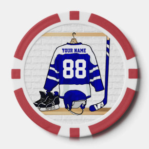 Personalisiertes blaues und weißes Eis-Hockey Pokerchips