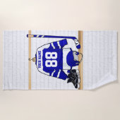 Personalisiertes blaues und weißes Eis-Hockey Strandtuch (Vorderseite)