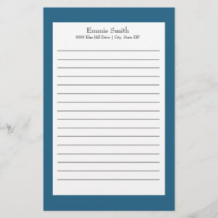 Personalisiertes blaues und weißes Linedgeschirr Briefpapier