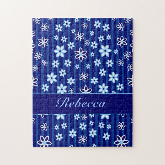 Personalisiertes blaues und weißes mit puzzle (Vertikal)