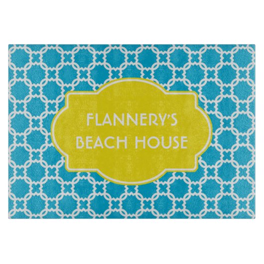 Personalisiertes blaues und weißes schneidebrett (Vorderseite)