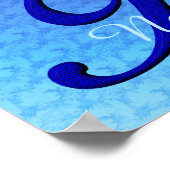 Personalisiertes Blaues-Vogel-Monogramm Anfangsbuc Poster (Ecke)