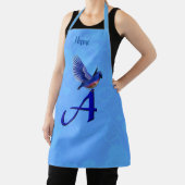 Personalisiertes Blaues-Vogel-Monogramm Initiale A Schürze (InSitu)