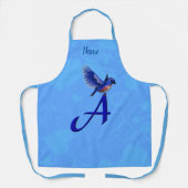Personalisiertes Blaues-Vogel-Monogramm Initiale A Schürze (Vorderseite)