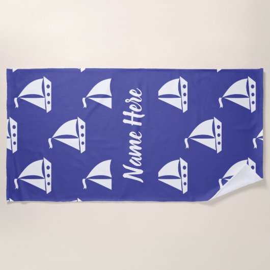 Personalisiertes blaues Wasser mit individuelle Na Strandtuch (Vorderseite)