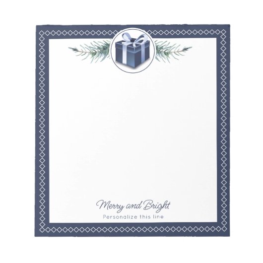 Personalisiertes blaues Weihnachtsgeschenk Notizblock (Vorderseite)
