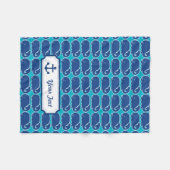 Personalisiertes blaues Whale-Preppy-Muster Fleecedecke (Vorderseite (Horizontal))