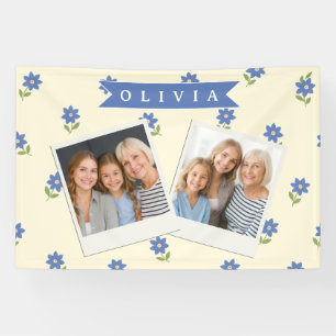 Personalisiertes blaues Wildblumen-Muster Namensge Banner