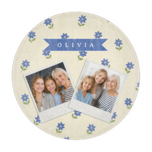 Personalisiertes blaues Wildblumen-Muster Namensge Schneidebrett