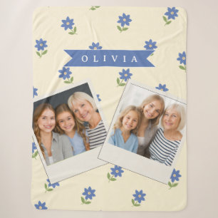 Personalisiertes blaues Wildblumen-Muster Namensge Sherpadecke